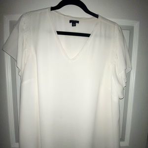 Cream V-Neck Top